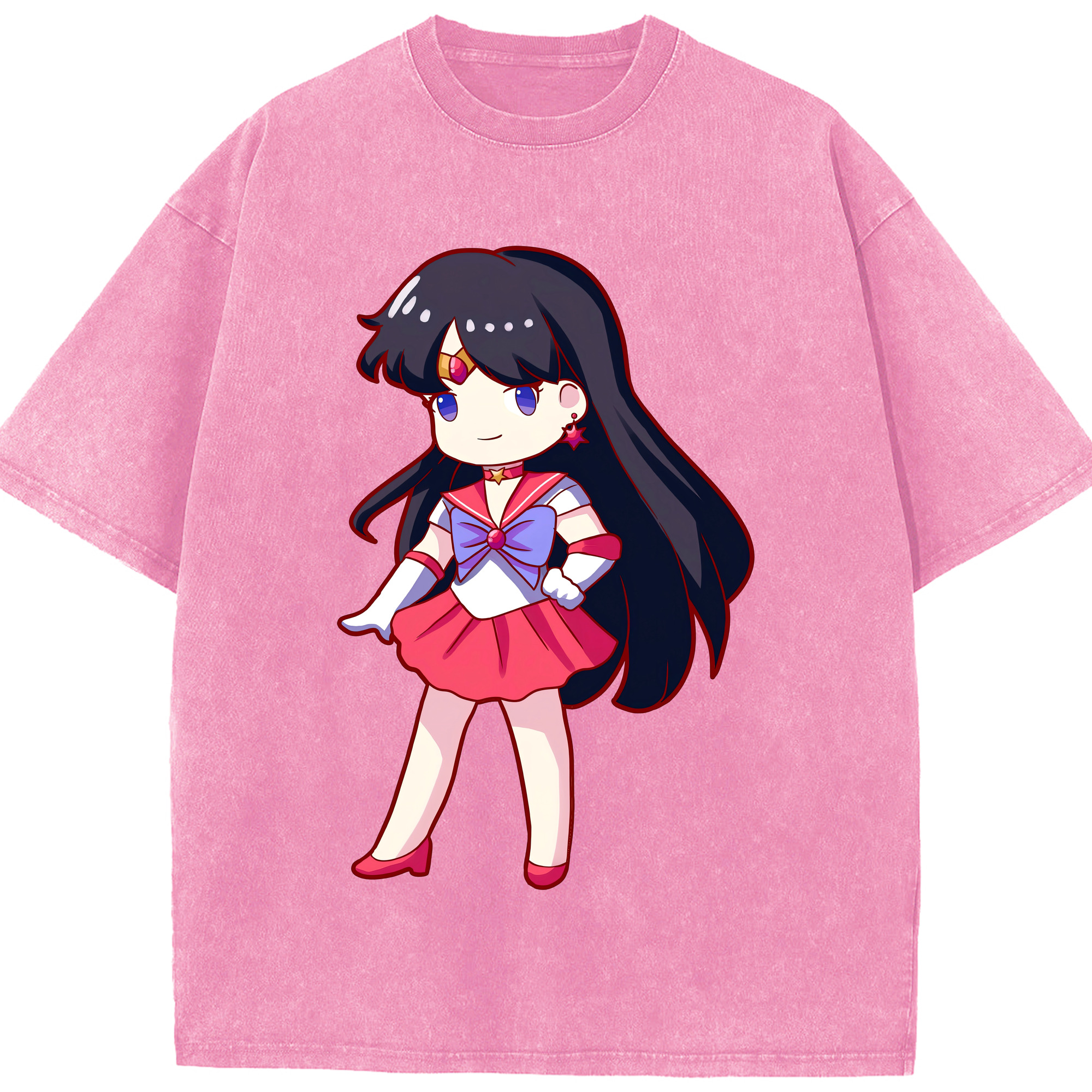（画像用） 美少女戦士セーラームーン 火野レイ ひの レイ Sailor Moon Hino Rei （セーラーマーズ,Sailor Mars） 綿100% ヴィンテージ風 半袖Tシャツ（フロントプリント）